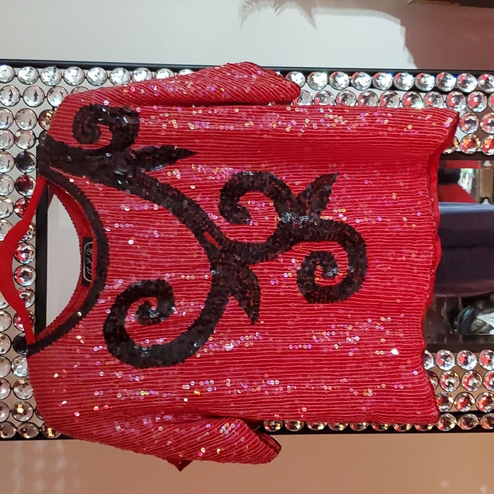 Jlb Red And Black Sequin Top, L - image 1